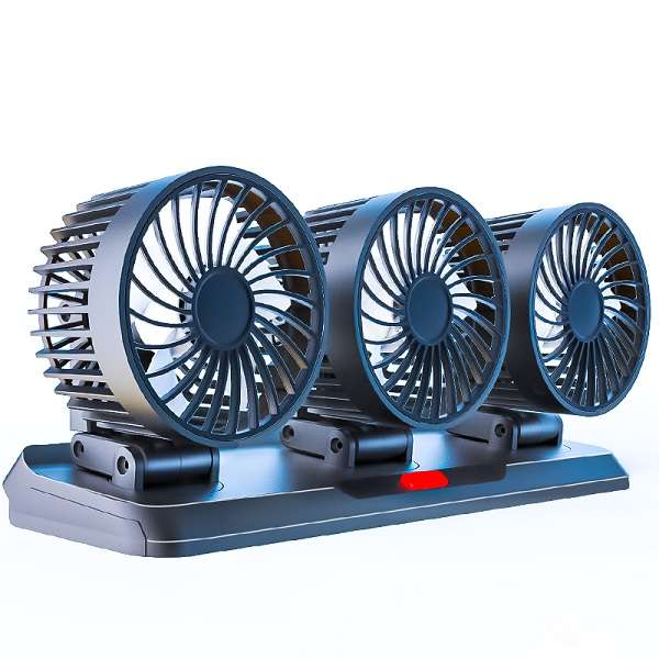 Car Cigarette Lighter Powered Three-Head Fan
