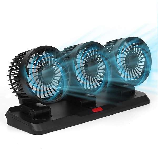 Car Cigarette Lighter Powered Three-Head Fan