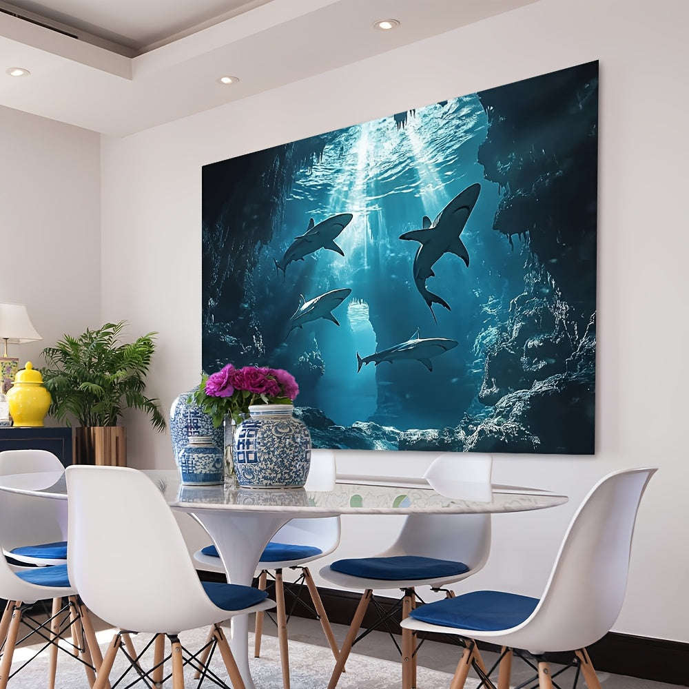 1pc Underwater Shark Background Polyester Fabric, Multipurpose Hanging Decoration