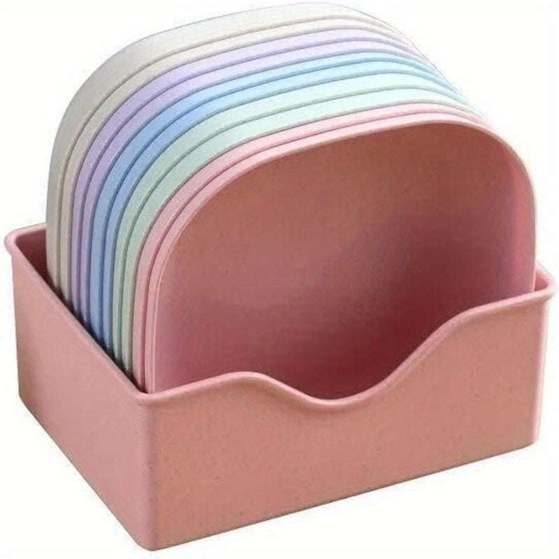 10-Pack Plastic Dinner Trays With Storage Rack - Versatile Snack And Breakfast Trays