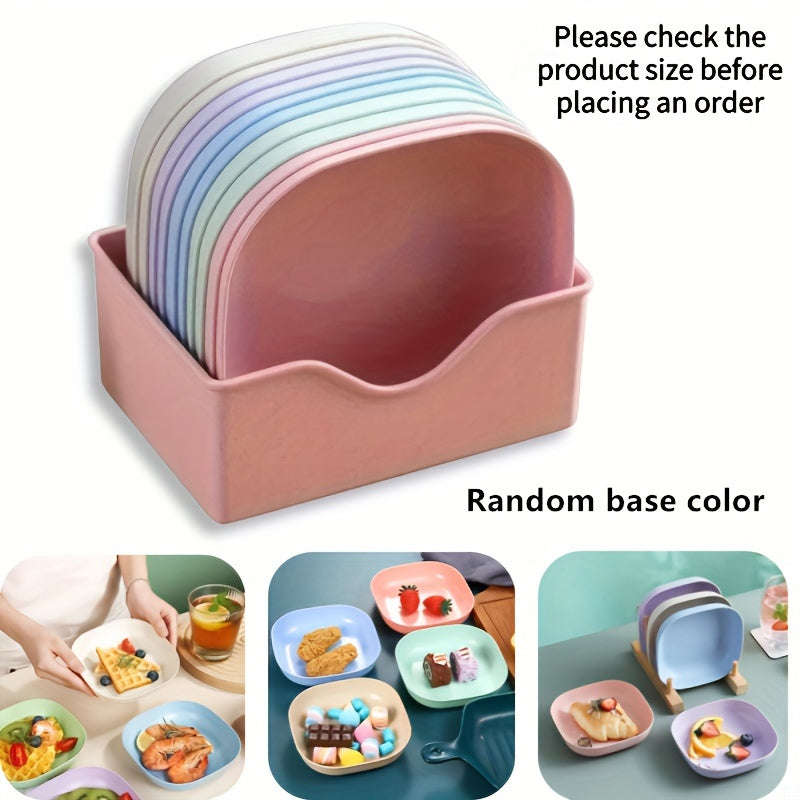 10-Pack Plastic Dinner Trays With Storage Rack - Versatile Snack And Breakfast Trays
