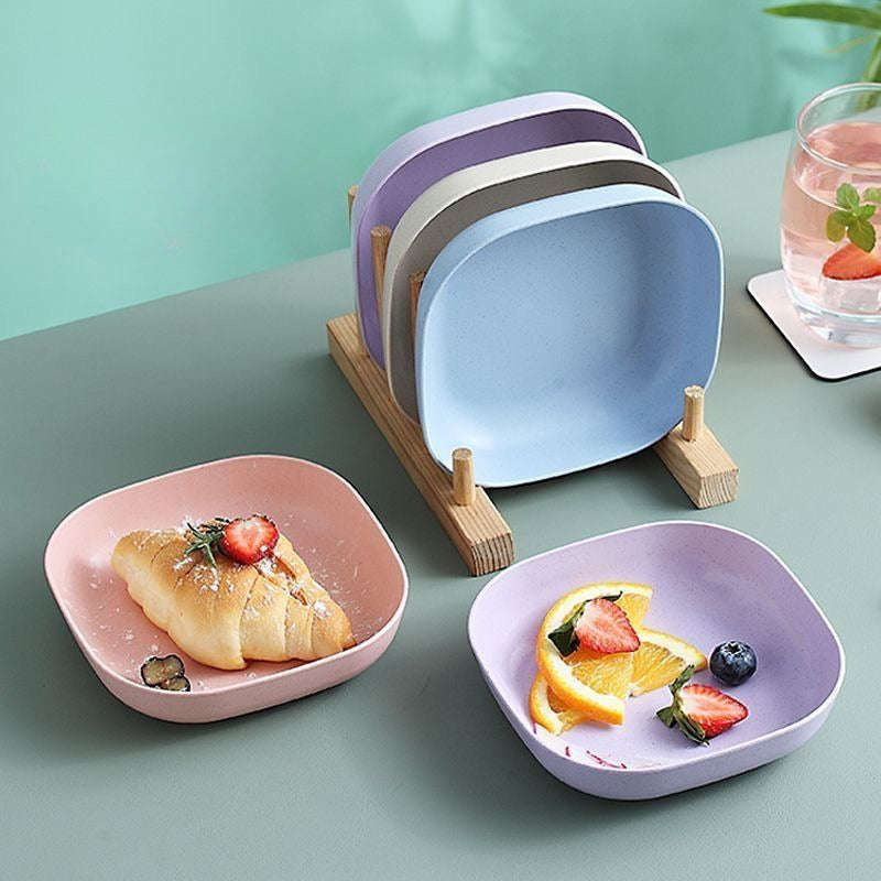 10-Pack Plastic Dinner Trays With Storage Rack - Versatile Snack And Breakfast Trays