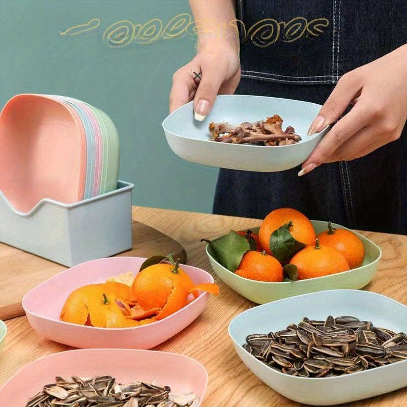 10-Pack Plastic Dinner Trays With Storage Rack - Versatile Snack And Breakfast Trays