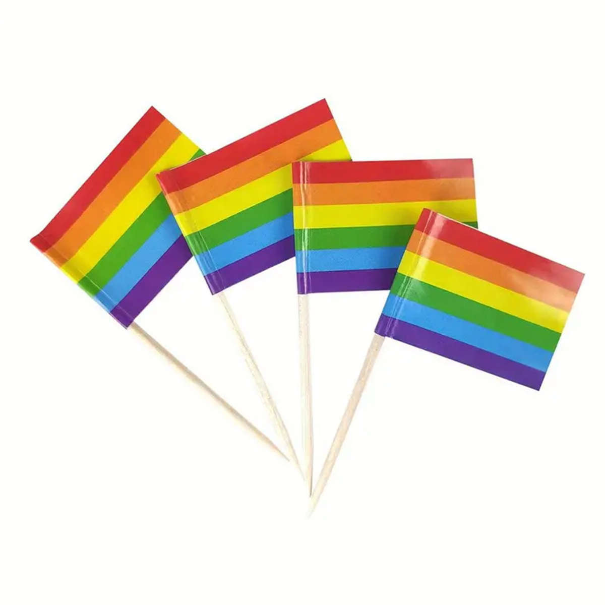 12pcs Rainbow Flag Wooden Skewers