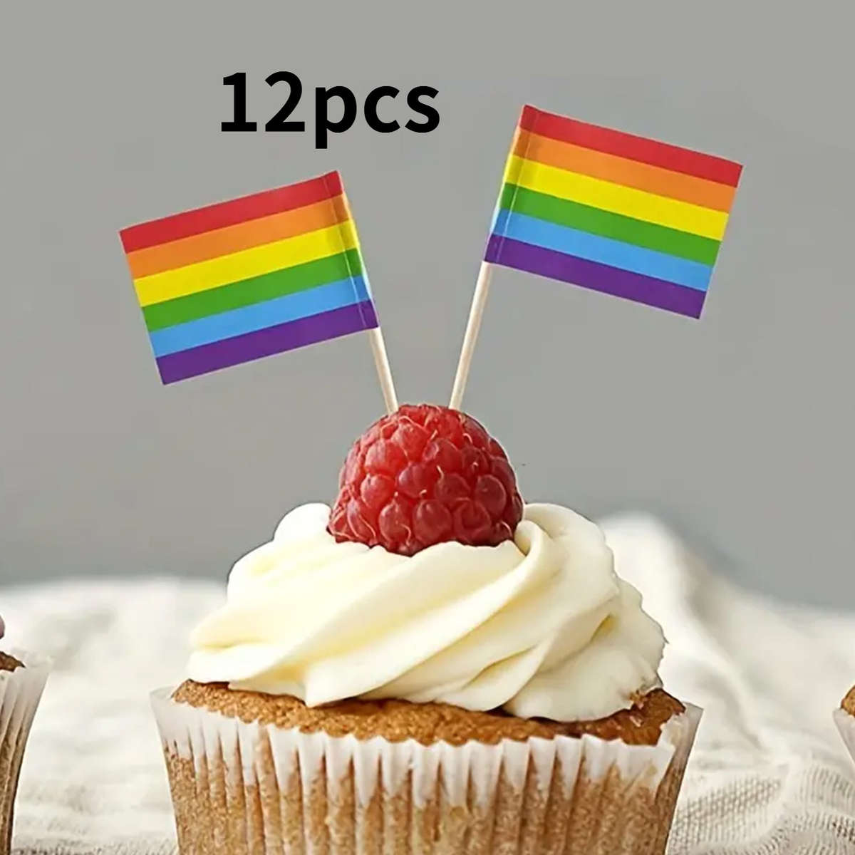 12pcs Rainbow Flag Wooden Skewers