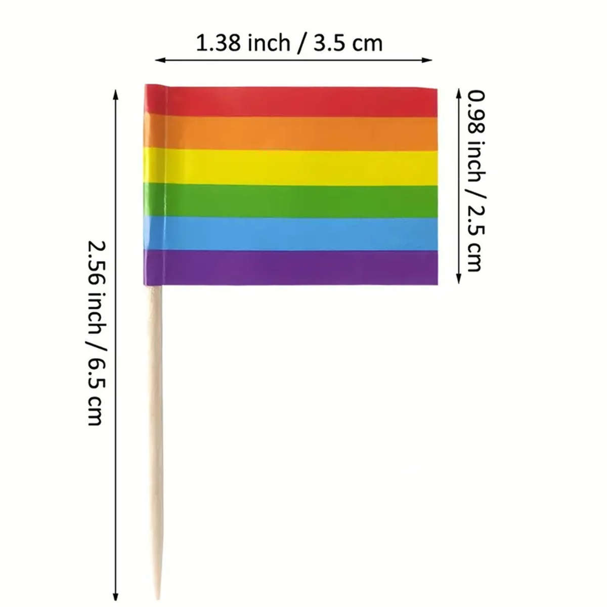 12pcs Rainbow Flag Wooden Skewers