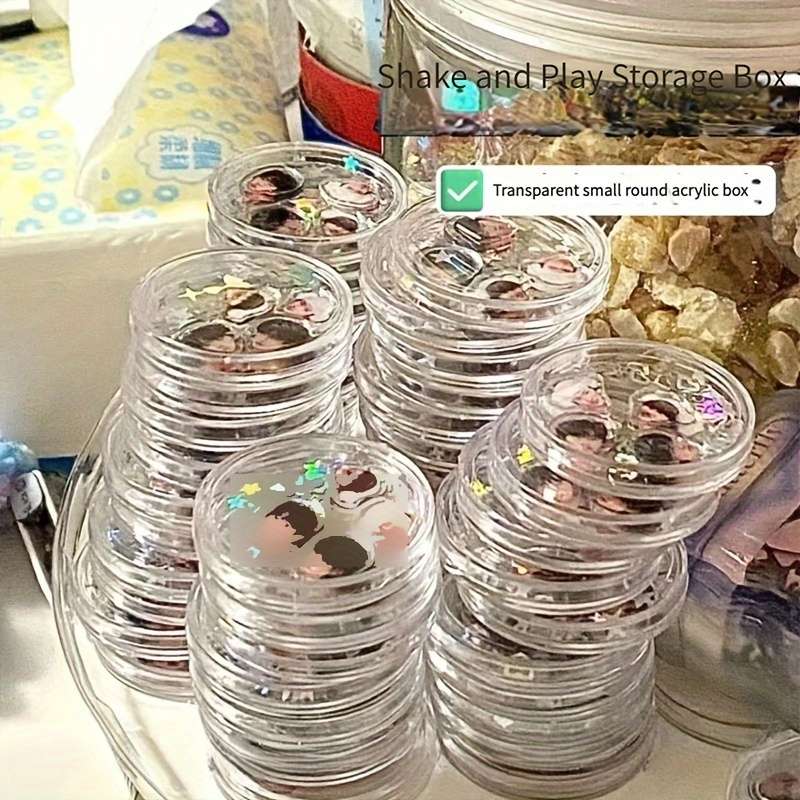 4pcs Mini Acrylic Transparent Round Storage Boxes