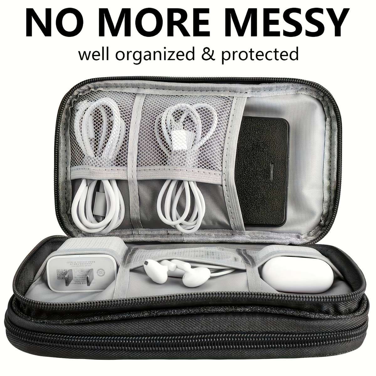 1 Double-Layer Electronic Accessories Storage Bag