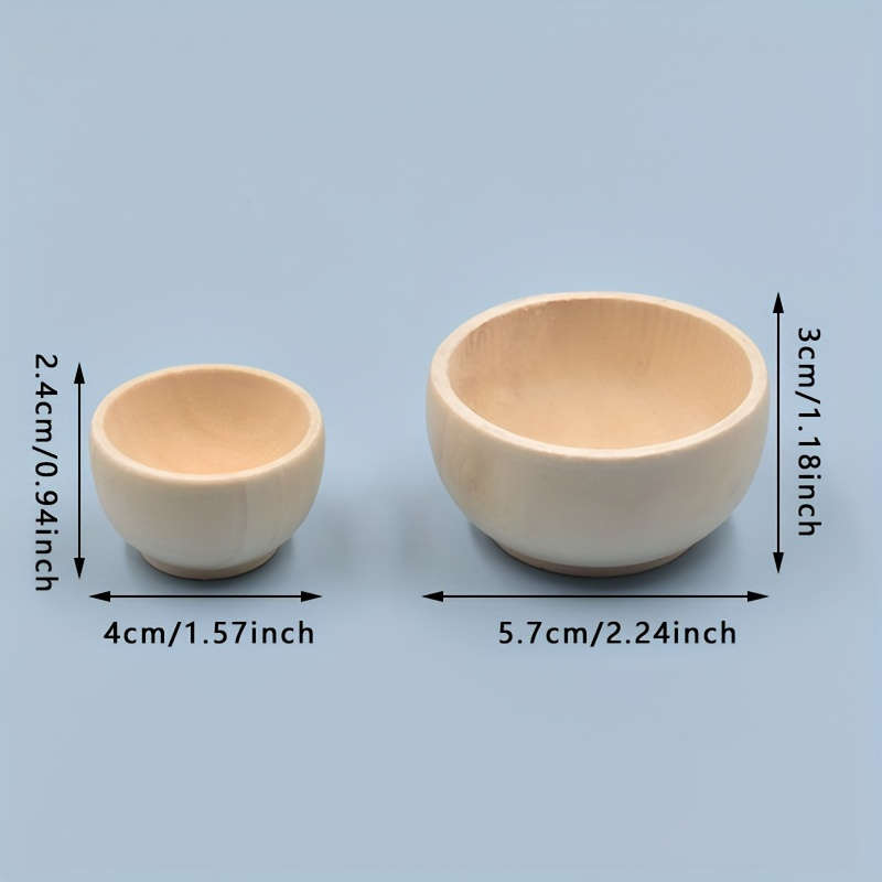 2pcs Boho Style Unfinished Wooden Bowls Set