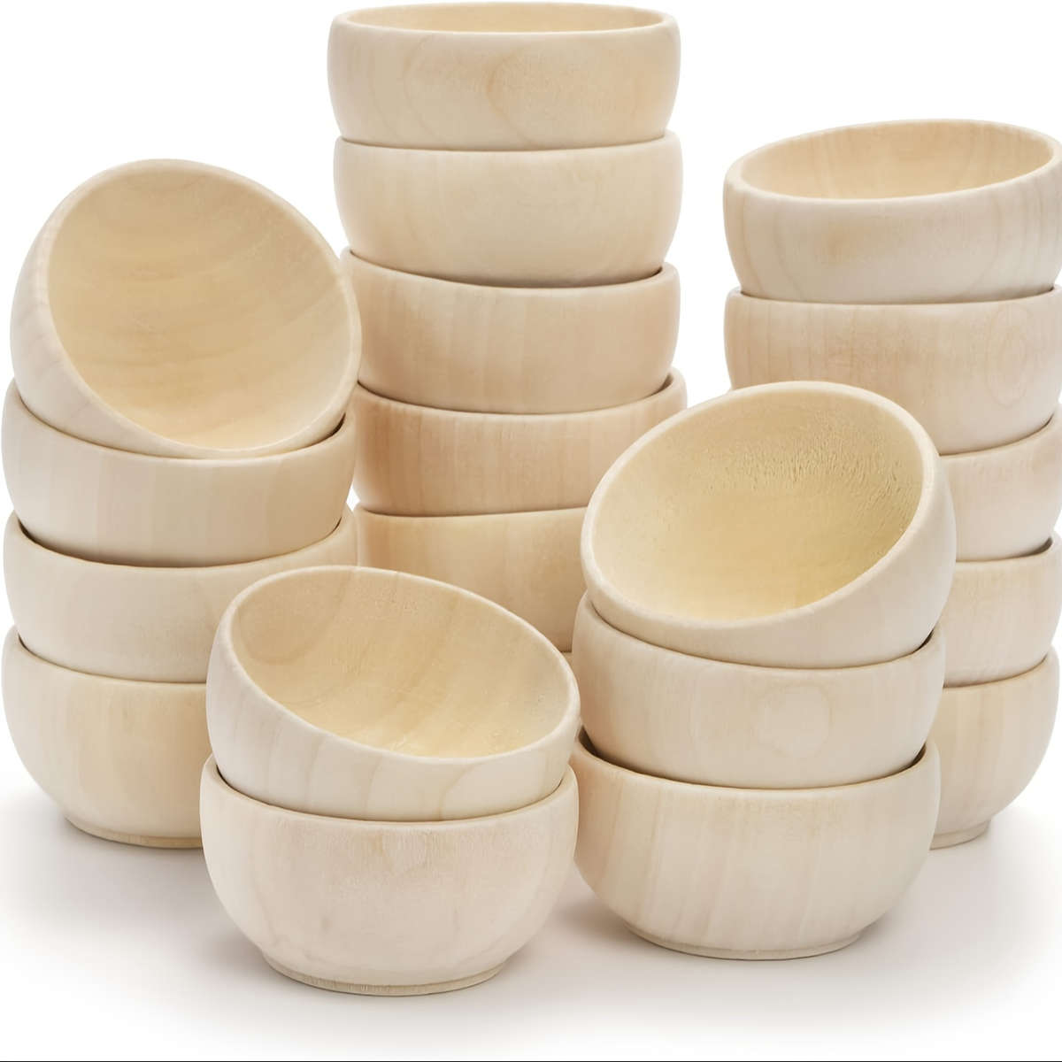 2pcs Boho Style Unfinished Wooden Bowls Set