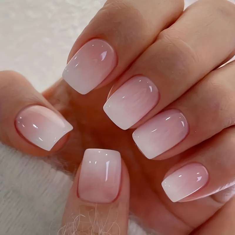 Square Jelly Color Fake Nails