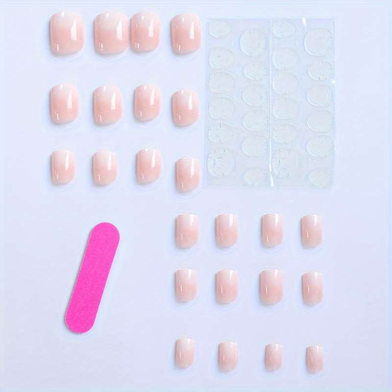 Square Jelly Color Fake Nails