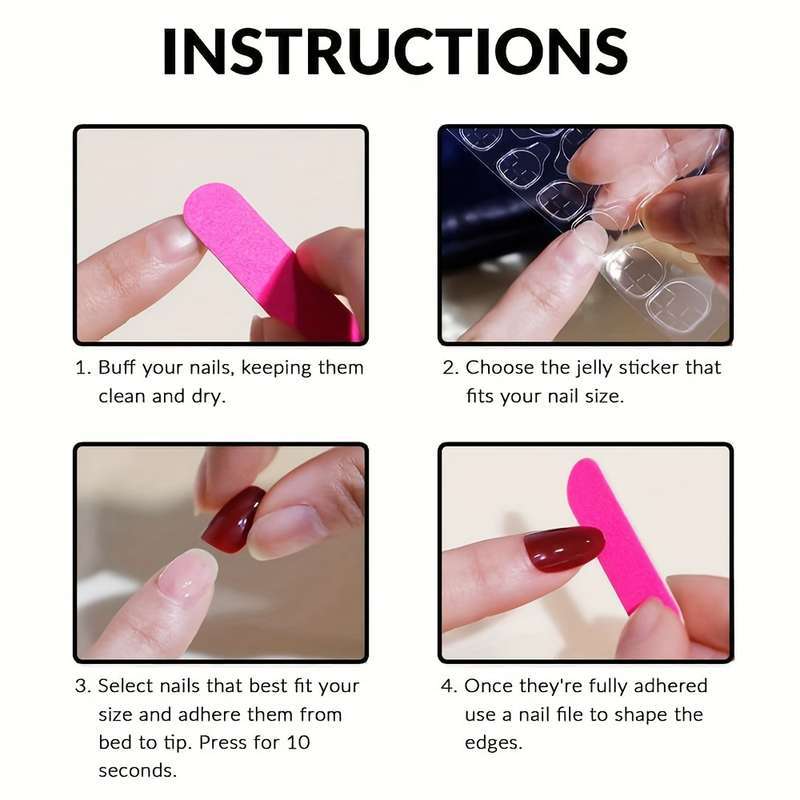 Square Jelly Color Fake Nails