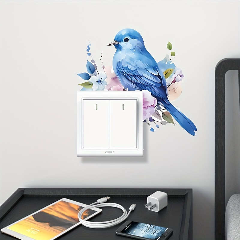 Lucky blue bird plant flower decoration switch sticker