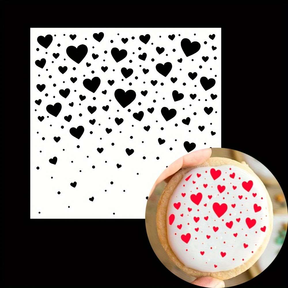 Hearts Pattern Cake Stencil