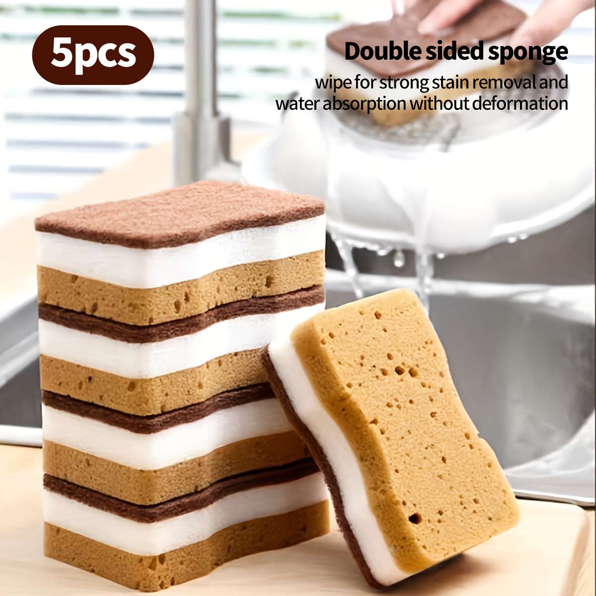 5pcs Multi-Layered Algae Cleaning Sponges