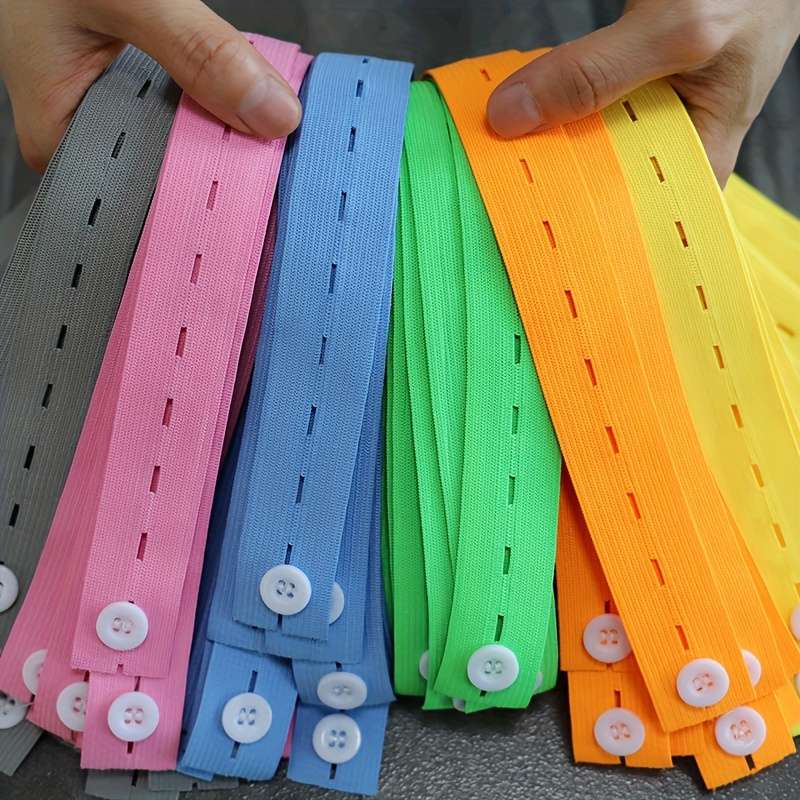 50pcs Sorting Bundling Elastic Bands With Button Closure