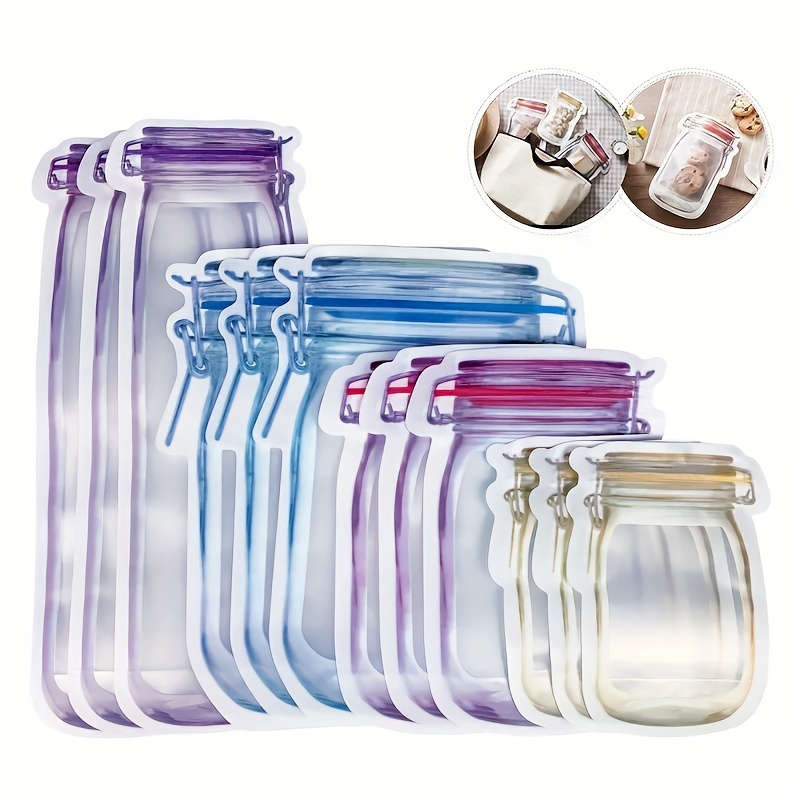 Reusable Plastic Mason Jar Zipper Bags