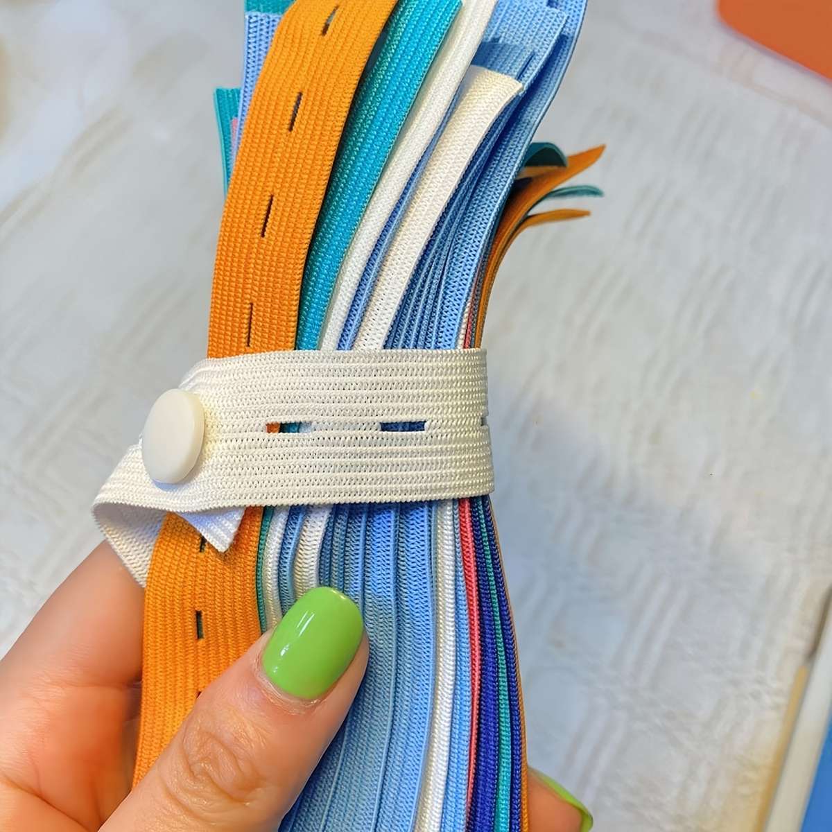50pcs Sorting Bundling Elastic Bands With Button Closure