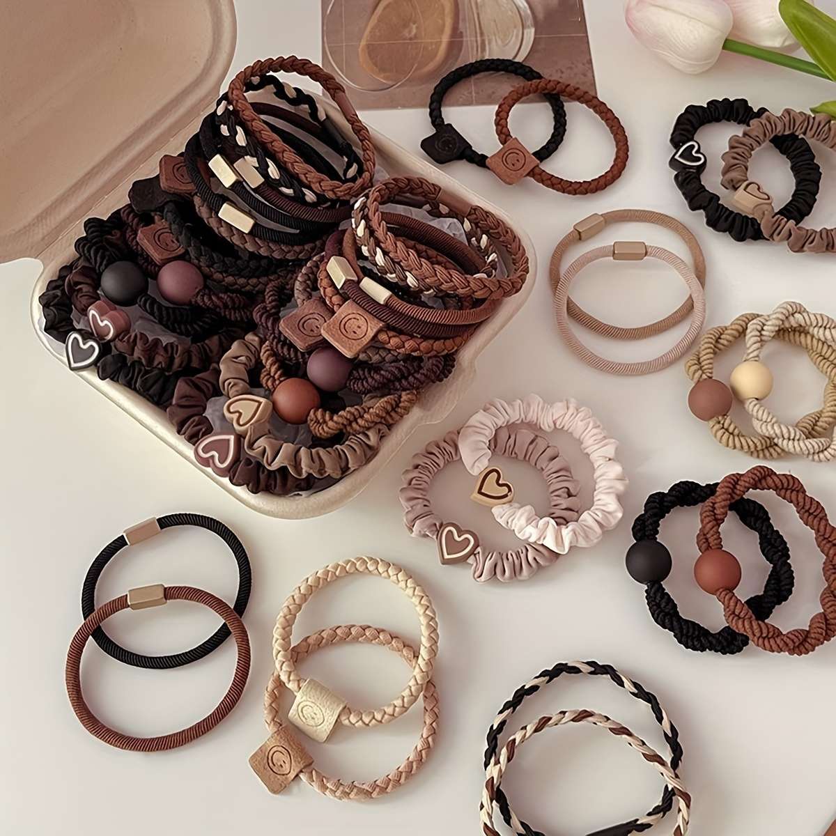 Vintage Minimalist Fabric Hair Ties Set