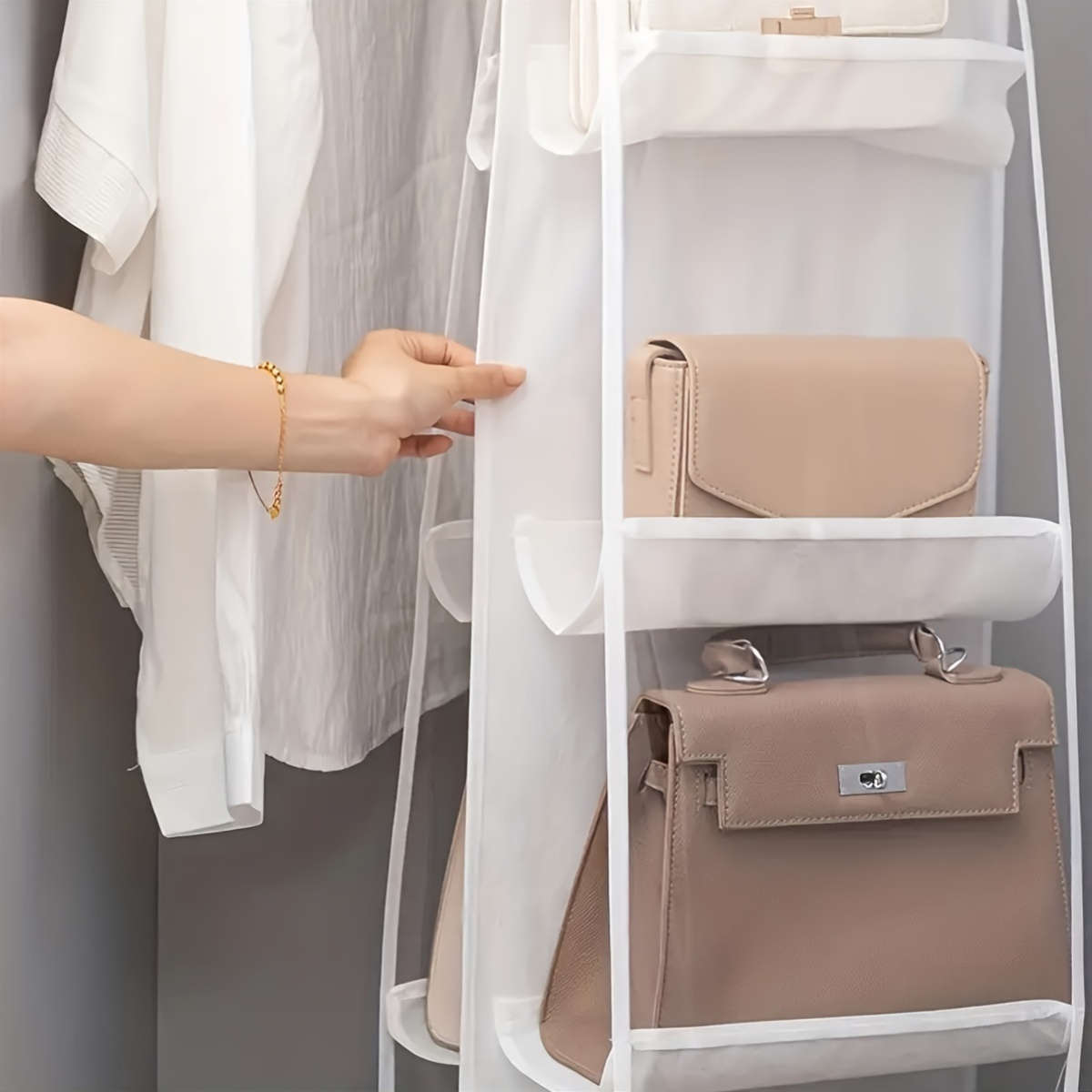 Elevated Hanging Organizer For Bags And Wallets
