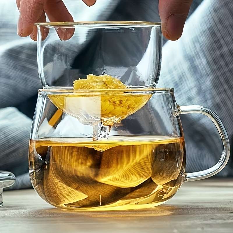 1pcGlass Tea Cup With Infuser And Lid