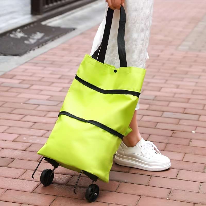 1pc Portable Shopping Cart With Wheels Foldable Bag Lightweight Grocery Bag Trolley Heavy Cargo Movi