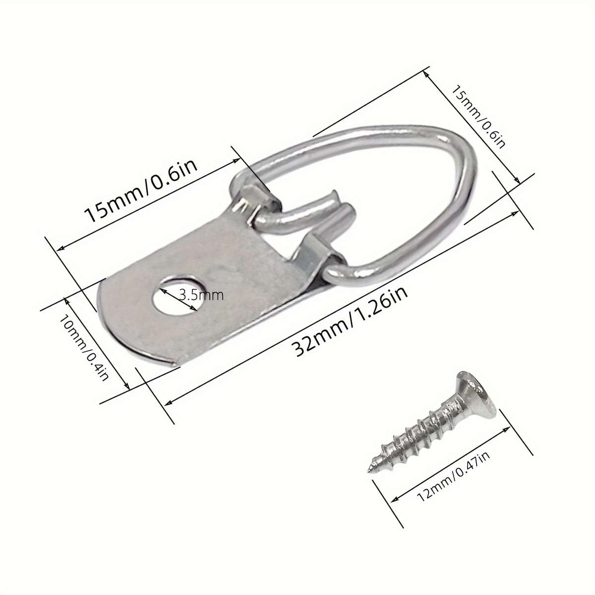 Metal D-Ring Picture Hangers with Screws