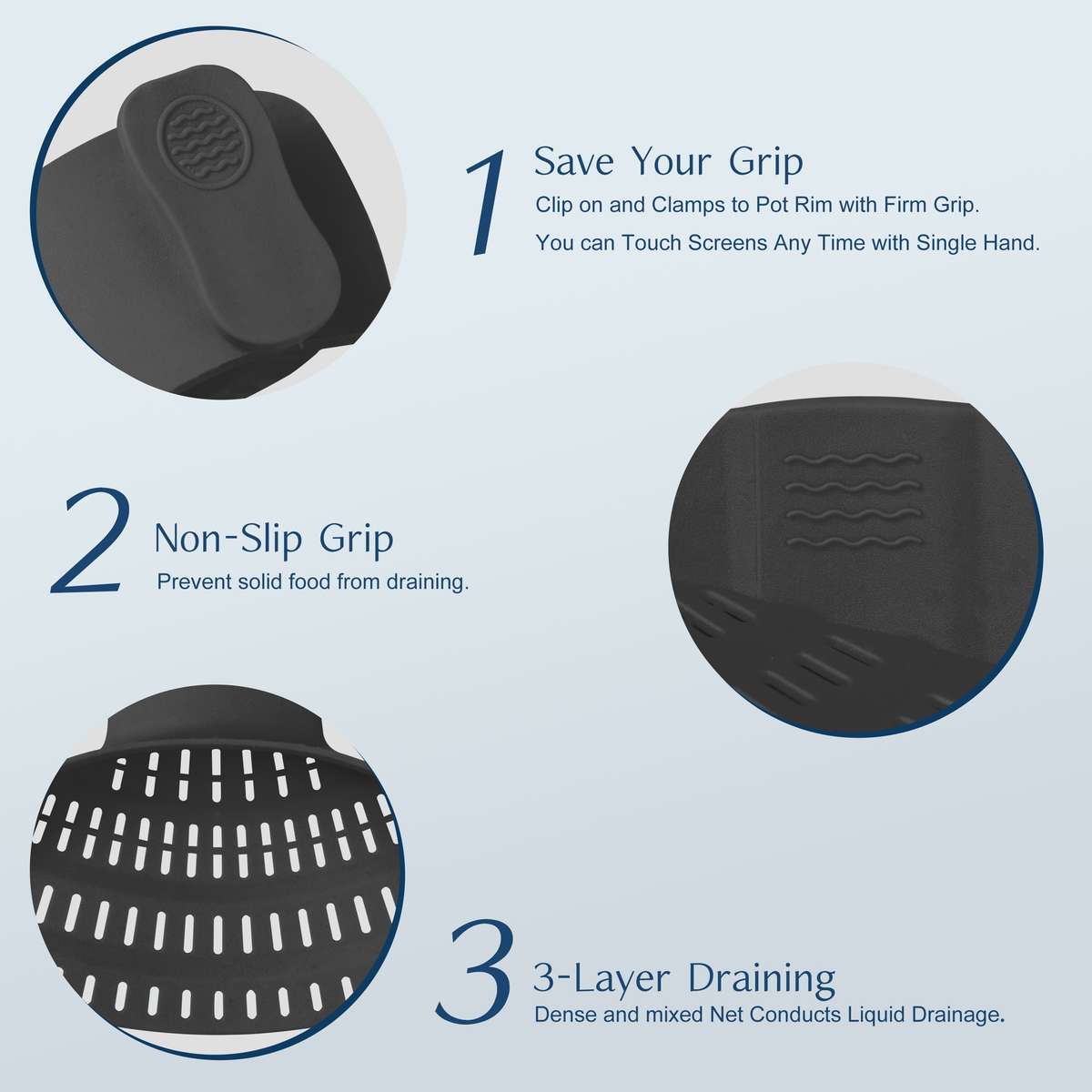 1pc  Adjustable Silicone Clip-On Pot Strainer