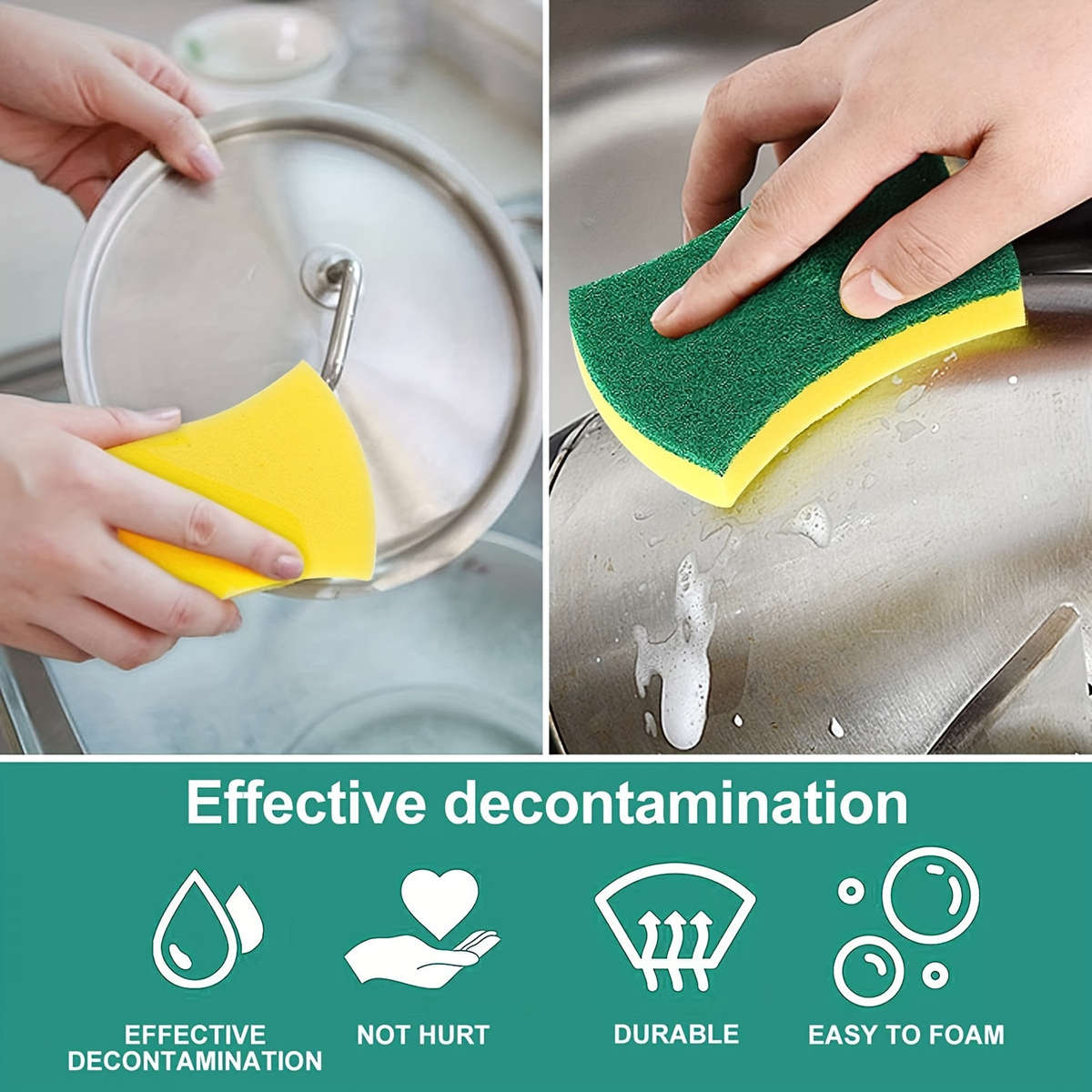 3pcs high quality double sided kitchen cleaning sponge