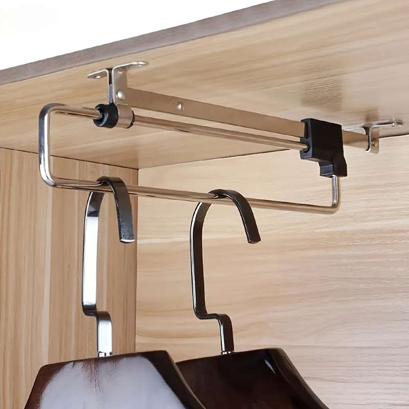 1pc Metal Retractable Closet Organizer