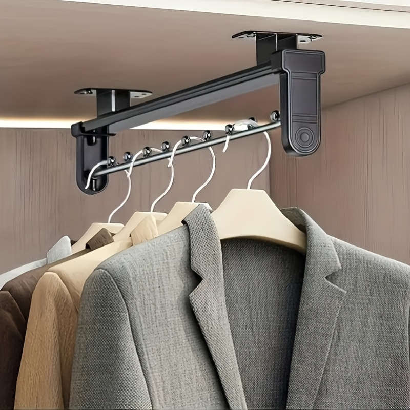 1pc Metal Retractable Closet Organizer
