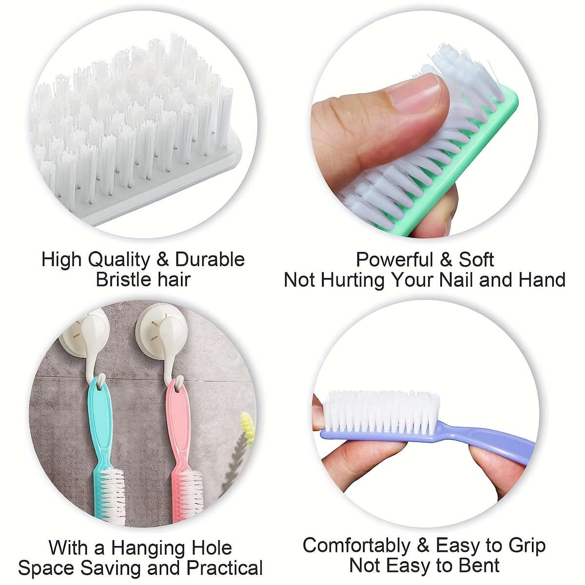 washable colored soft brush nail brush