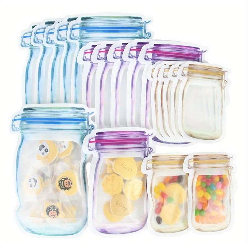 Reusable Plastic Mason Jar Zipper Bags