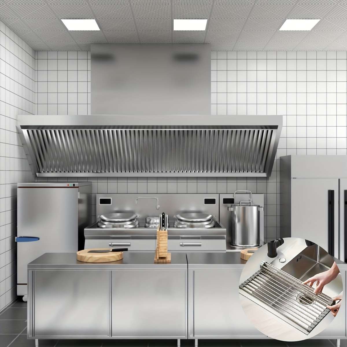1pc Deluxe Stainless Steel Roll-Up Dish Drying Rack