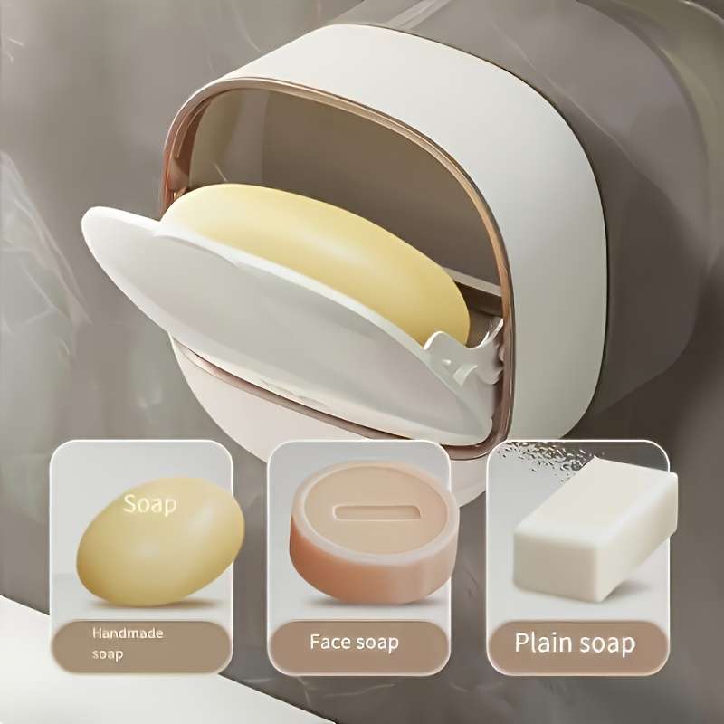 Easy-Install Wall-Mounted Soap Dish with Lid