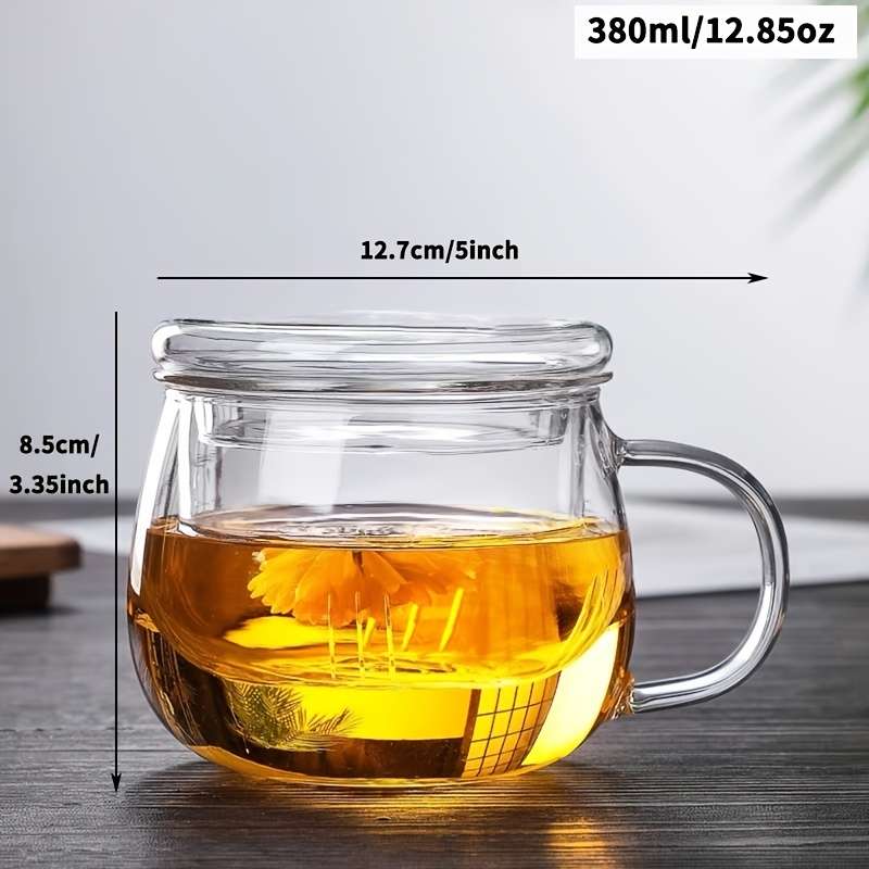 1pcGlass Tea Cup With Infuser And Lid