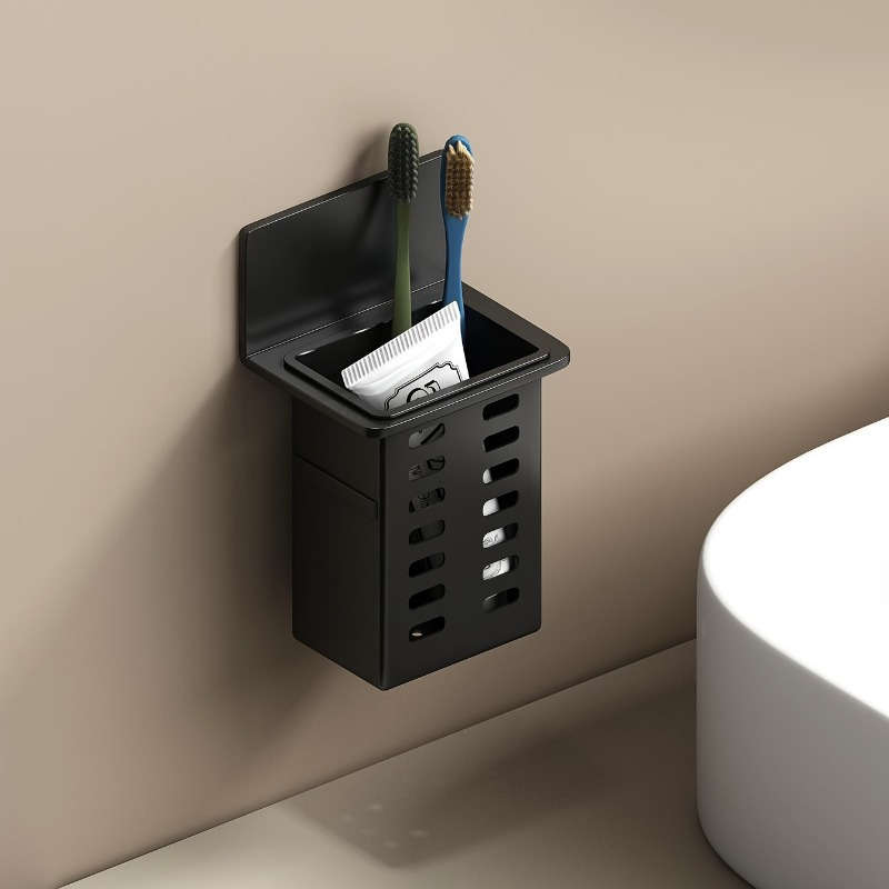 Black Resin Punch-Free Wall-Mounted Storage Cubby Shelf