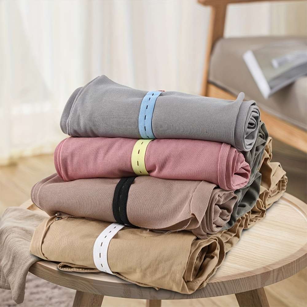 50pcs Sorting Bundling Elastic Bands With Button Closure