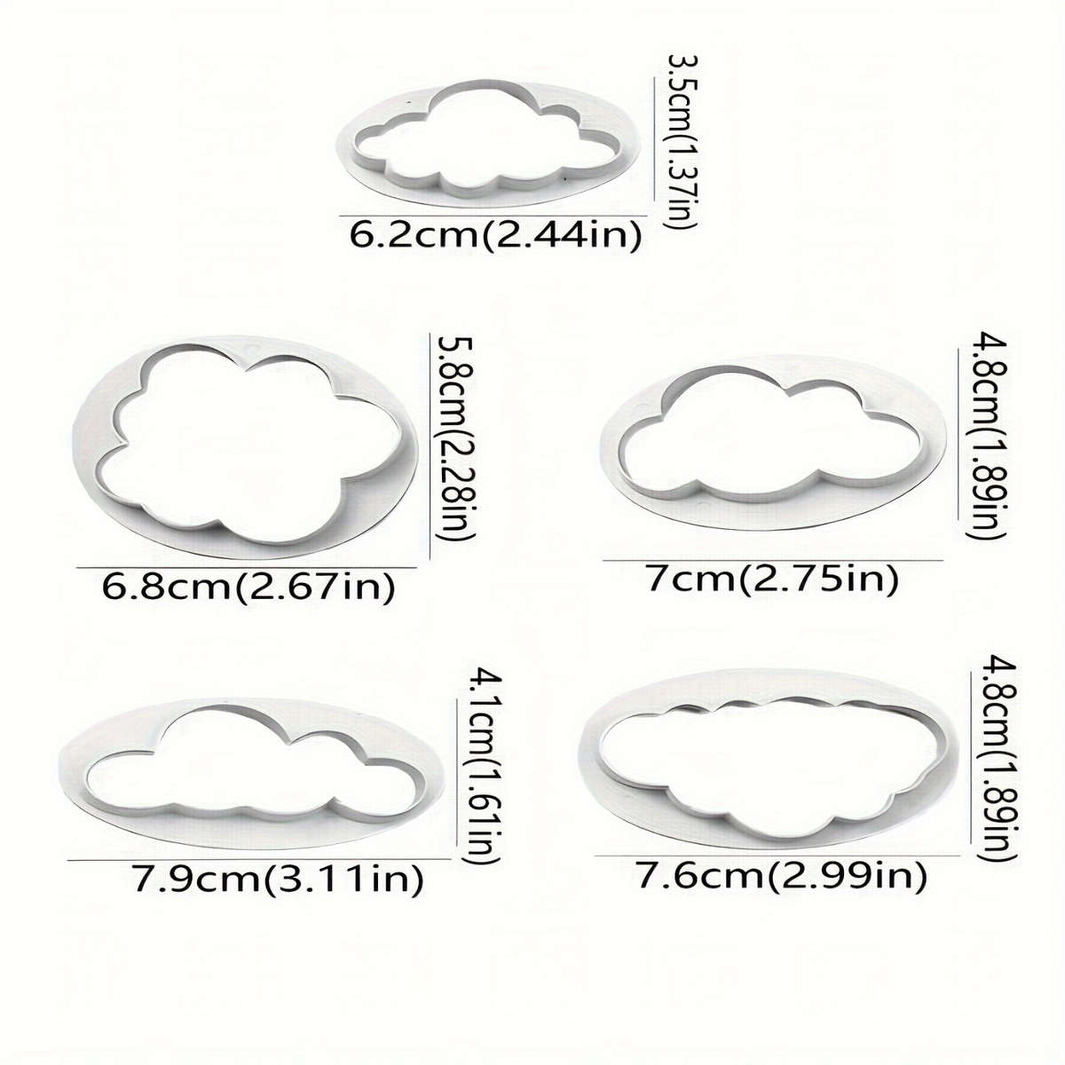 5-Piece Set Plastic Cloud Fondant Cutters