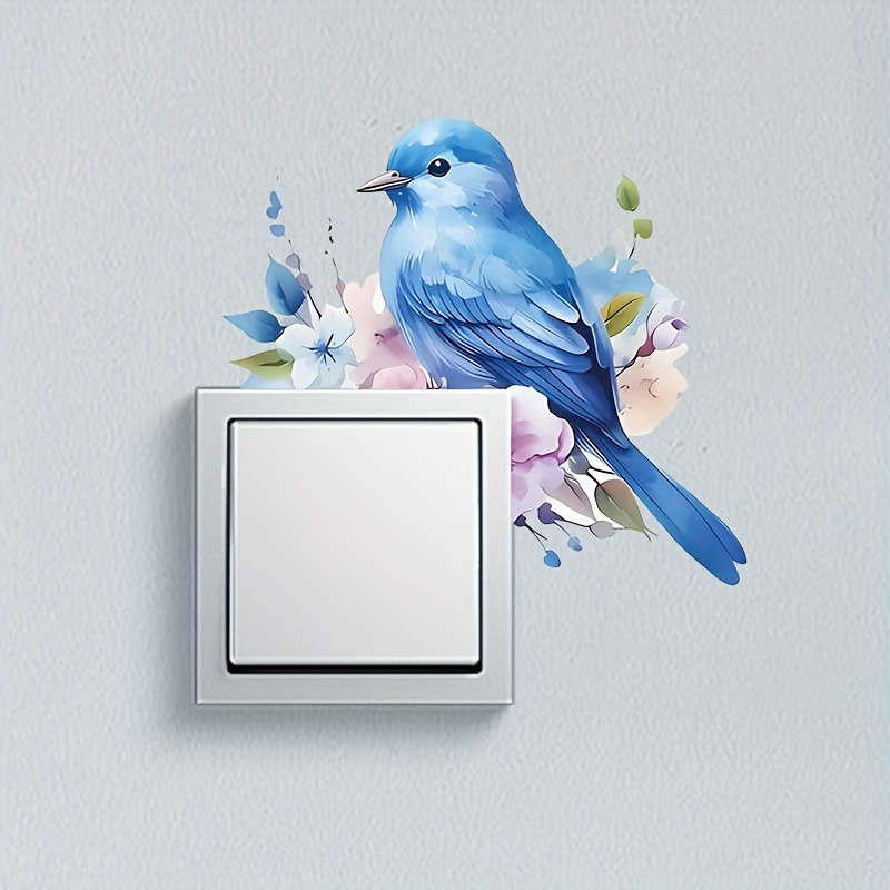 Lucky blue bird plant flower decoration switch sticker