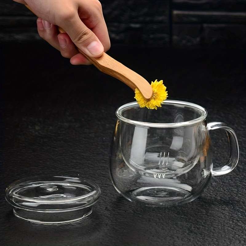1pcGlass Tea Cup With Infuser And Lid