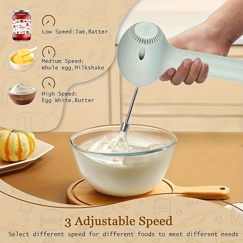 1pc Portable Cordless Electric Hand Mixer And Whisk