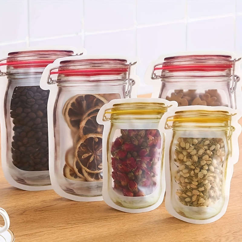 Reusable Plastic Mason Jar Zipper Bags