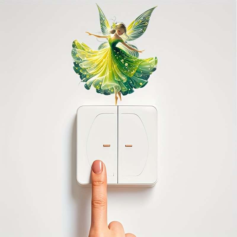 1pc Delicate Green Butterfly Fairy Pattern Switch Sticker