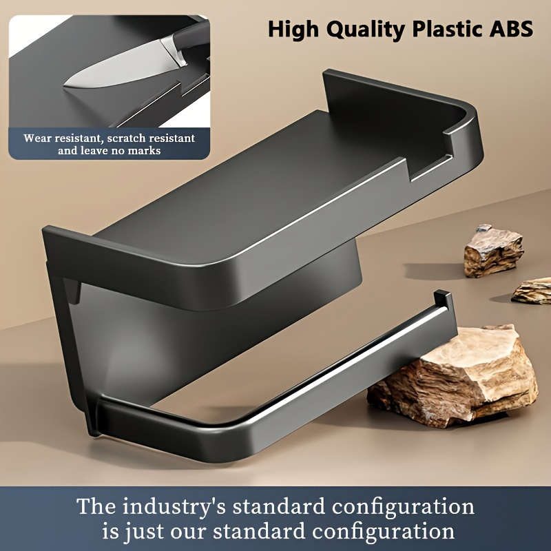 Space-Saving Self-Adhesive Toilet Paper Holder with Storage Shelf