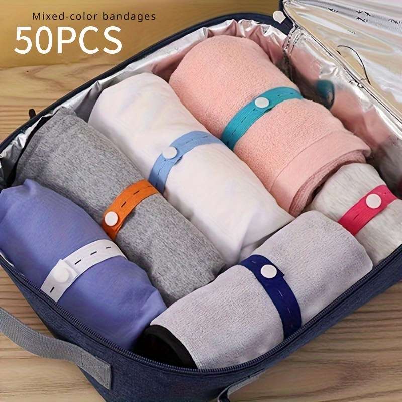50pcs Sorting Bundling Elastic Bands With Button Closure