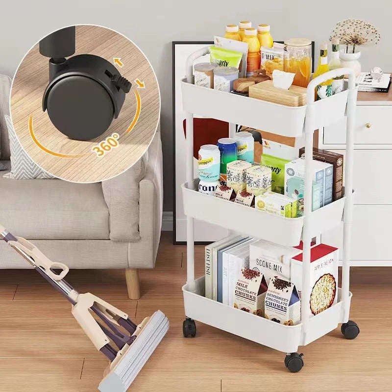 Super Practical Small Trolley Storage Rack Trolley Rack (3 Layers)
