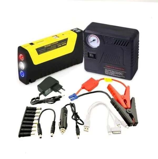 Portable 12V Automatic Car Battery Jump Starter With Air Compressor 16800mah