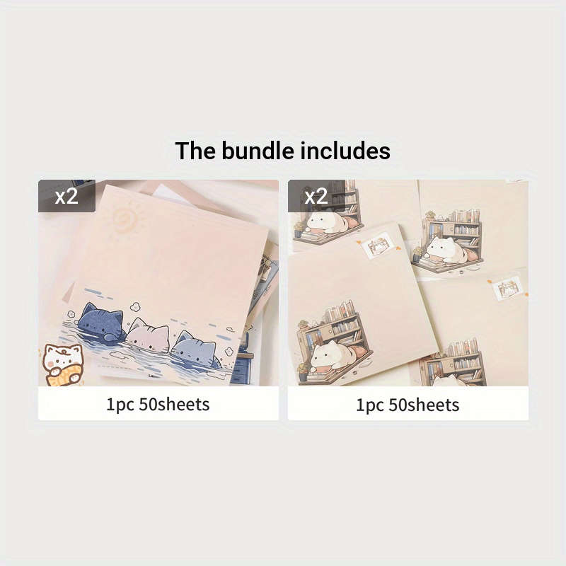 50 Cartoon Cat Sticky Notes